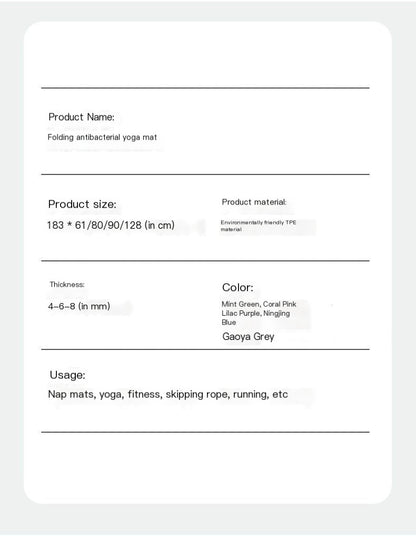 TPE Folding Yoga Mat for Napping and Relaxation